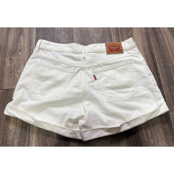 Levi's Mom Shorts High Rise Women’s 31 Relaxed A-Line Silhouette Ivory Denim - Picture 3 of 9